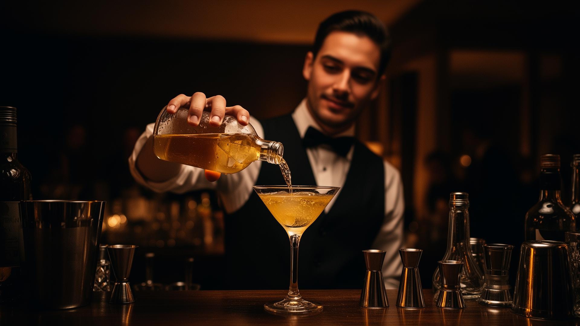 Bartender pouring cocktail